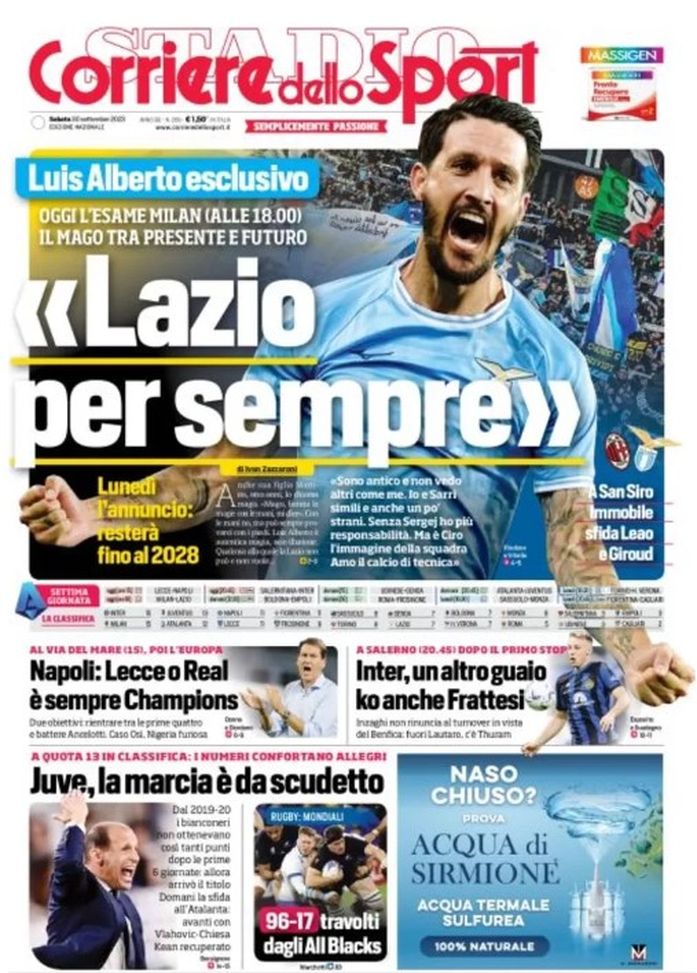EDICOLA / CdS: Inter, altro guaio. Ko pure Frattesi. A Salerno gioca Thuram” - immagine 1