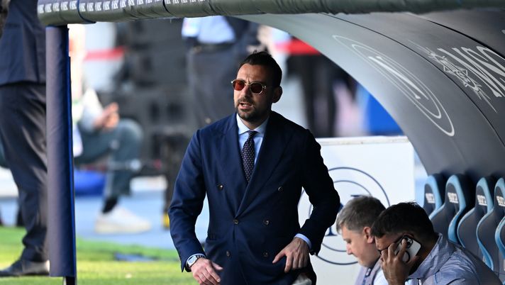 NAPLES, ITALY - APRIL 18: Giovanni Manna SSC Napoli Sports Director during the Serie A match between SSC Napoli and SS Lazio at Stadio Diego Armando Maradona on April 18, 2026 in Naples, Italy. (Photo by Francesco Pecoraro/Getty Images) ritiro dimaro
