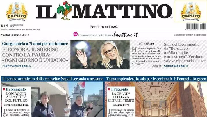 prima pagina il mattino oggi