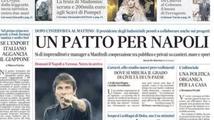 prima pagina il mattino oggi