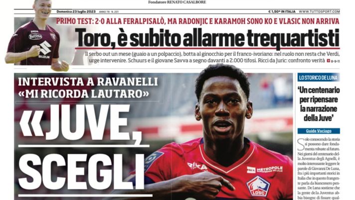 EDICOLA TS – Ravanelli: “Juve, scegli David. Mi ricorda Lautaro” - immagine 1