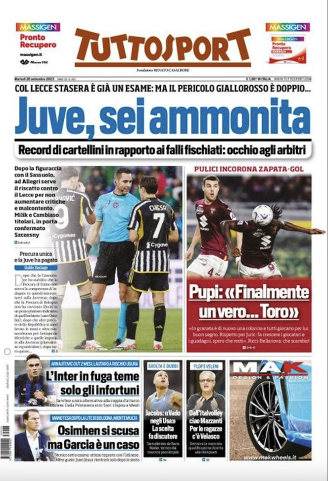 EDICOLA TS – L’Inter in fuga teme solo gli infortuni - immagine 1