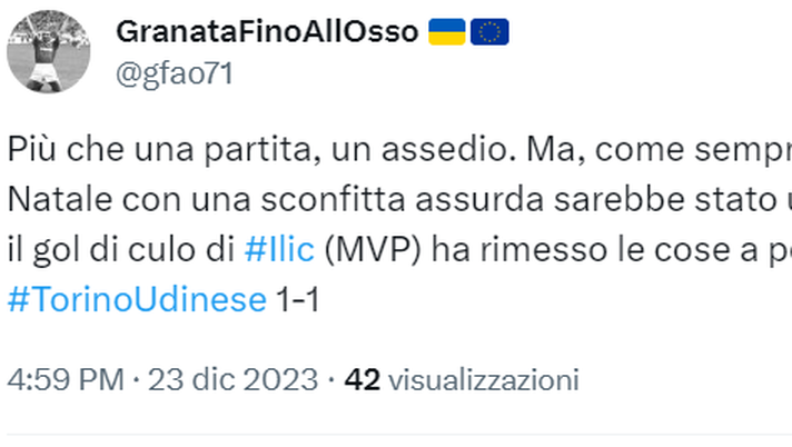 Torino-Udinese 1-1, le reazioni social: “Più che una partita, un assedio” Torino-Udinese 1-1, le reazioni social: “Più che una partita, un assedio” - immagine 1