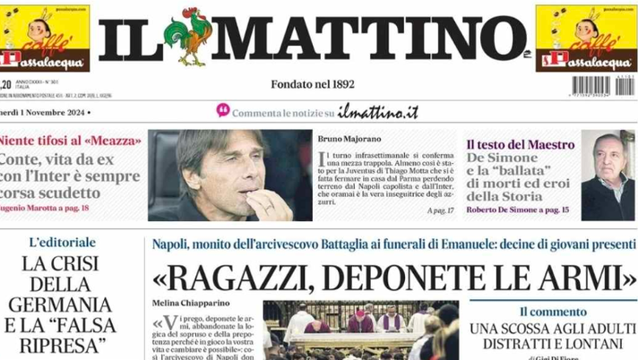 PRIMA PAGINA IL MATTINO OGGI: “Conte, vita da ex con l’Inter è sempre corsa scudetto” - immagine 1