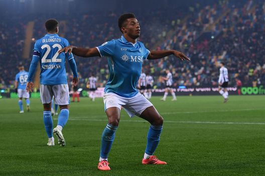 David Neres celebra il suo gol contro l'Udinese