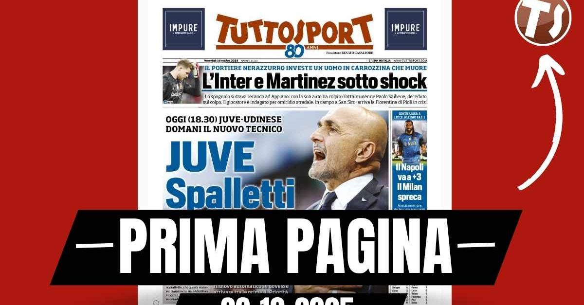 Prima pagina Tuttosport: “Juve, Spalletti ci crede. Il Napoli va a + 3, il Milan spreca” Prima pagina Tuttosport: “Juve, Spalletti ci crede. Il Napoli va a + 3, il Milan spreca”