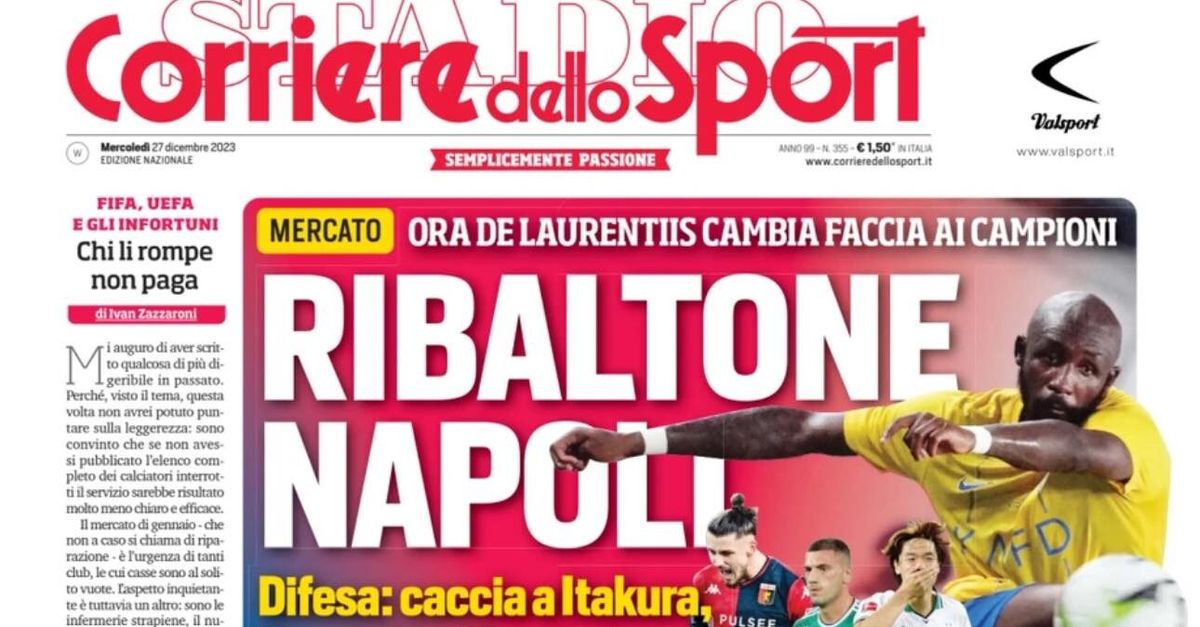 La Prima Pagina Del Corriere Dello Sport “ribaltone Napoli Adl Cambia