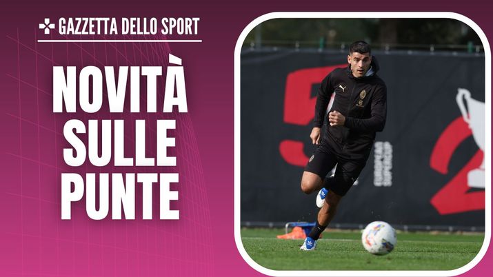 Álvaro Morata (attaccante AC Milan), qui durante una seduta di allenamento con i rossoneri a Milanello. Novità su Jovic | Milan News (Getty Images) Álvaro Morata AC Milan allenamento Milanello Jovic