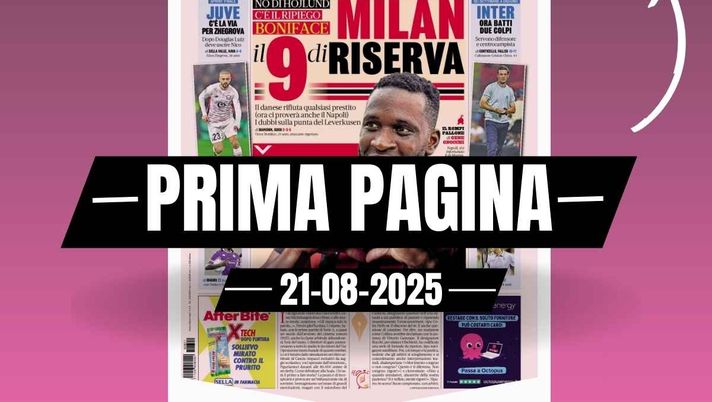 Prima pagina Gazzetta dello Sport: 'Milan, il 9 di riserva: Boniface'