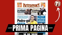 Prima pagina Tuttosport: “Pedro-gol, festa Napoli. Roma travolge Milan”