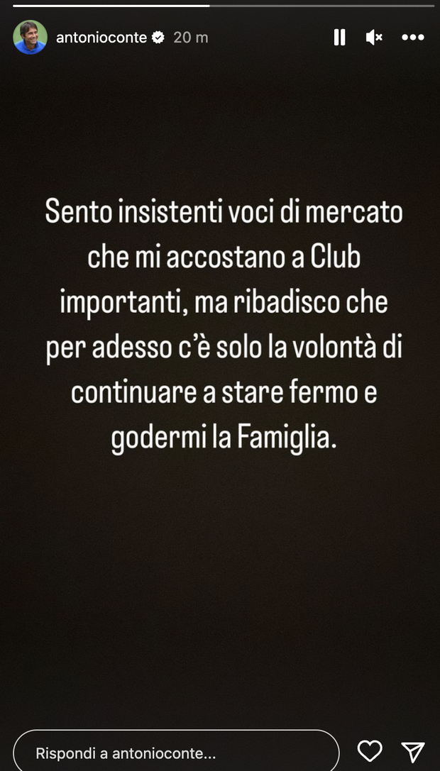 Conte: “Mi accostano a club importanti, ma per adesso voglio restare fermo”- immagine 2