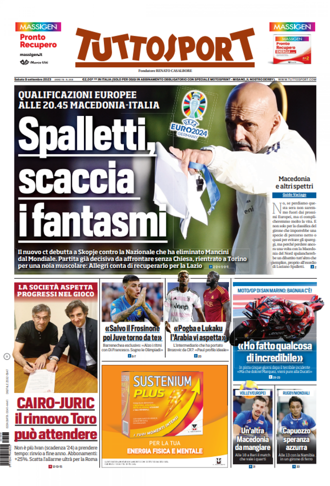 Prima Pagina Tuttosport 09-09-2023
