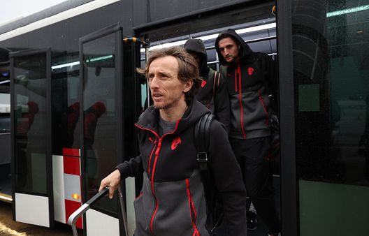 Luka Modric oggi poco prima di imbarcarsi (Photo by Claudio Villa/AC Milan via Getty Images) Milan