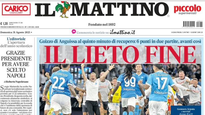 Il Napoli sui media: le prime pagine dei quotidiani di oggi- immagine 1