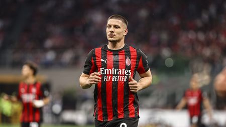 MILAN, ITALY - MAY 24: Luka Jovic of AC Milan looks on during the Serie A match between AC Milan and Monza at Stadio Giuseppe Meazza on May 24, 2025 in Milan, Italy. (Photo by Giuseppe Cottini/AC Milan via Getty Images)
