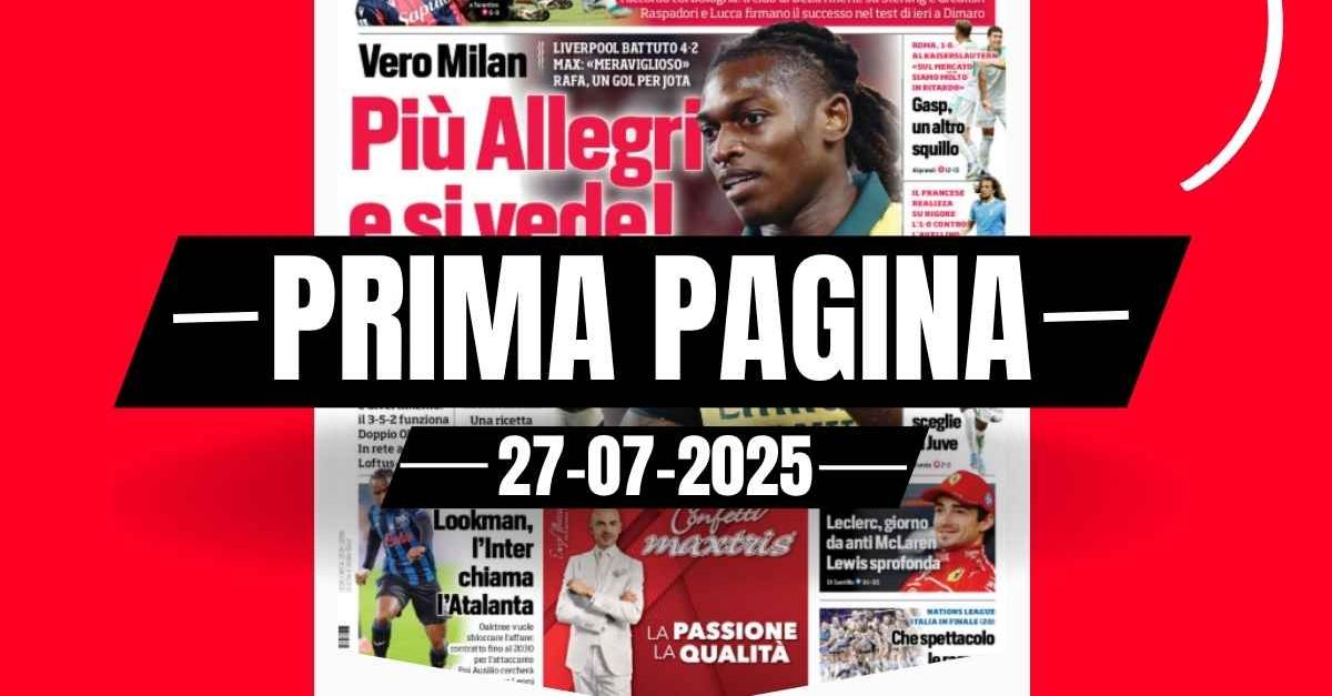 Prima pagina Corriere dello Sport: Milan col Liverpool. Più Allegri e si vede Prima pagina Corriere dello Sport: Milan col Liverpool. Più Allegri e si vede