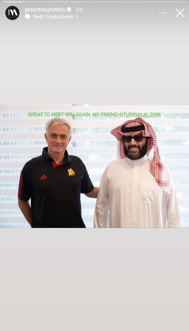 Mourinho accoglie Turki Alalshikh a Trigoria: “Bello rivederti, amico mio” – FOTO- immagine 2