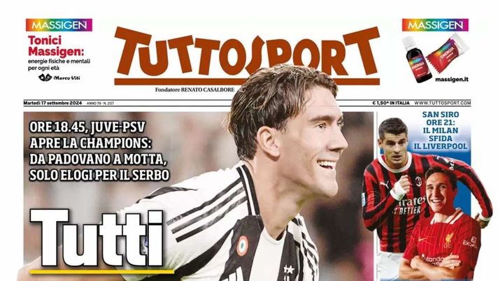 prima pagina tuttosport oggi