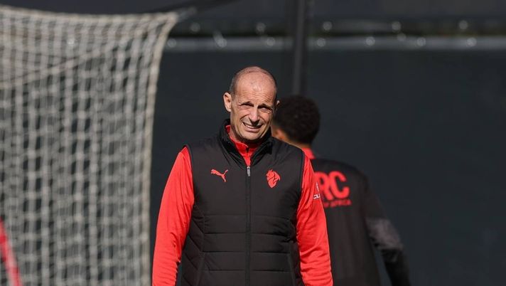 Massimiliano Allegri (allenatore AC Milan), qui durante una seduta di allenamento dei rossoneri a Milanello | Milan News (Getty Images) Milan-Pisa, numeri e dove vederla: ecco tutto ciò che c'è da sapere