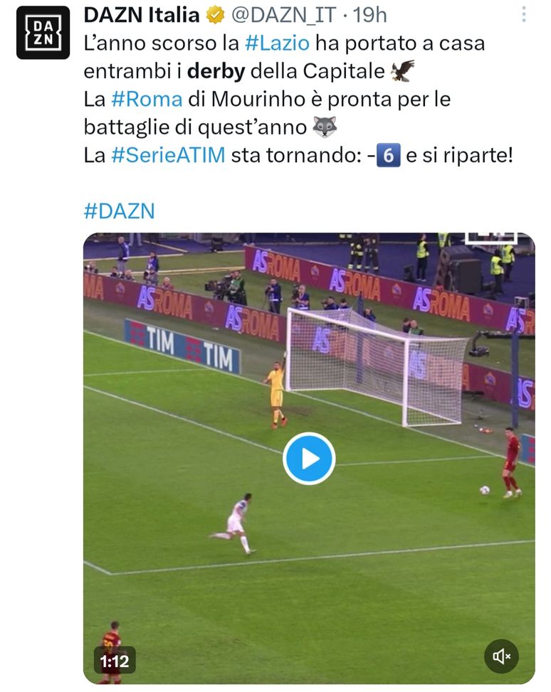 Derby di Roma, Dazn tira la giacca a Mourinho: nei hai persi due, tocca a te…- immagine 2