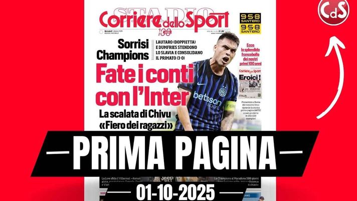Prima pagina Corriere dello Sport: 'San Siro, via libera: operazione da 210 milioni'