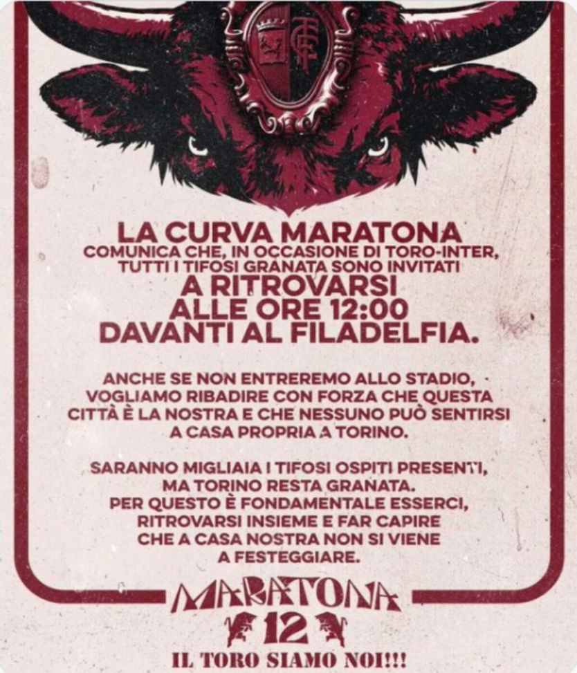 Arriva l’Inter a Torino, i tifosi della Curva Maratona: “Qui non si viene a festeggiare”- immagine 3
