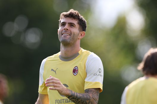 CAIRATE, ITALY - SEPTEMBER 12: Christian Pulisic of AC Milan in action during AC Milan training session at Milanello on September 12, 2025 in Cairate, Italy. (Photo by AC Milan/AC Milan via Getty Images)  Milan, l’allenamento della squadra: Rabiot e compagni verso il Bologna- immagine 4