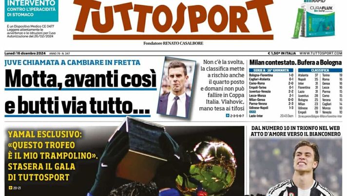 prima pagina tuttosport oggi