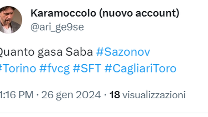 Cagliari-Torino 1-2, le reazioni social: “Quanto gasa Saba Sazonov'” - immagine 1