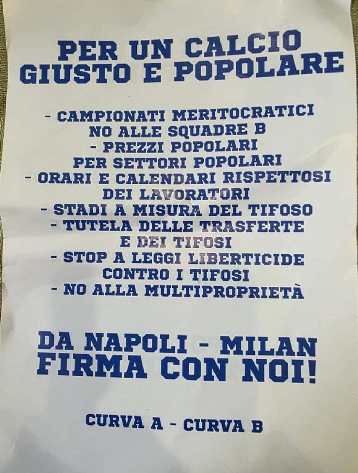 Gli Ultras del Napoli per un calcio giusto e popolare: la petizione delle curve- immagine 2