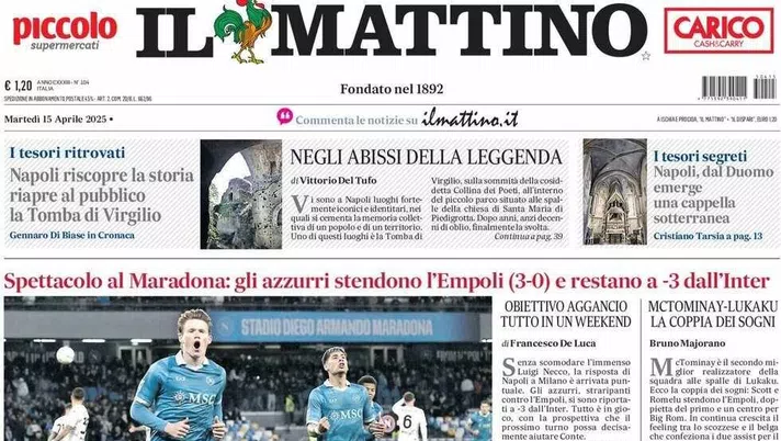 prima pagina il mattino oggi