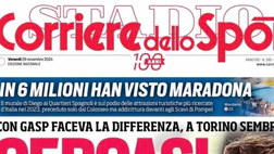 PRIMA PAGINA CORRIERE DELLO SPORT OGGI: “In 6 milioni han visto Maradona”