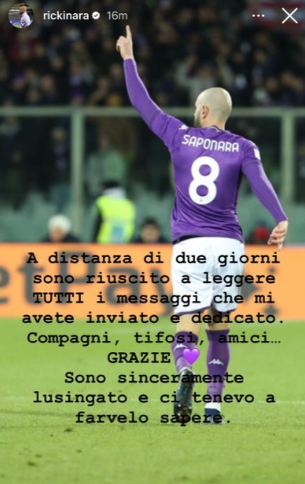 FOTO – Saponara ringrazia: “Ho letto tutti i vostri messaggi, sono lusingato”- immagine 2