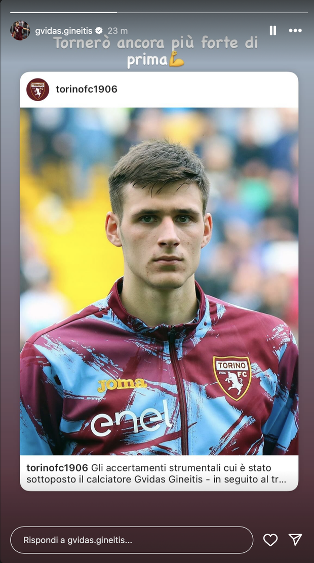 Torino, infortunio Gineitis: diagnosi e tempi di recupero. “Tornerò più forte”- immagine 2