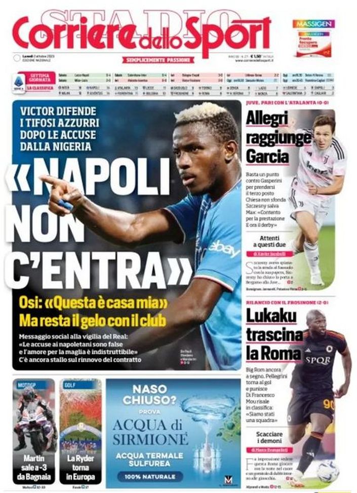 EDICOLA CDS – Osimhen difende i tifosi del Napoli, ma resta il gelo con il club - immagine 1