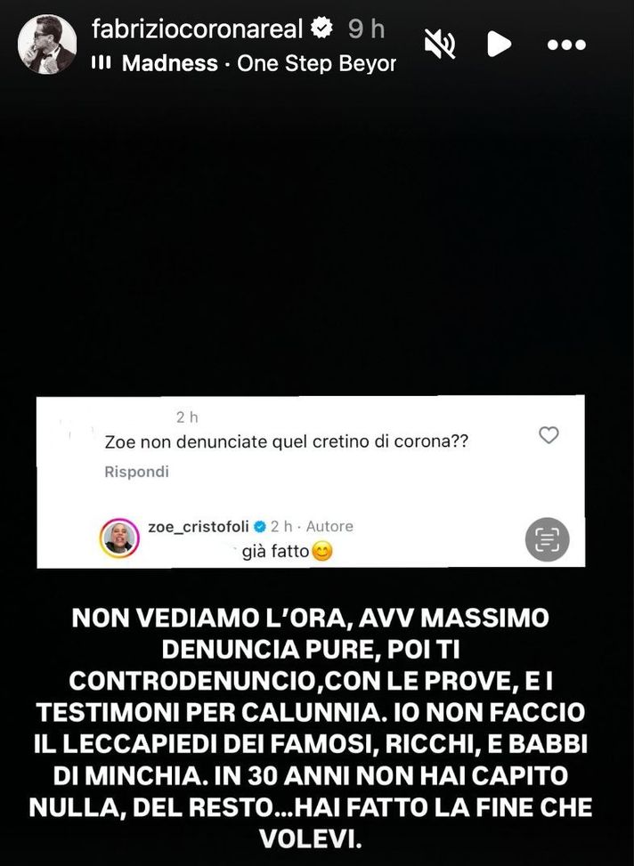 Corona risponde a Zoe Cristofoli: “Denuncia pure, poi io ti controdenuncio con…”- immagine 2