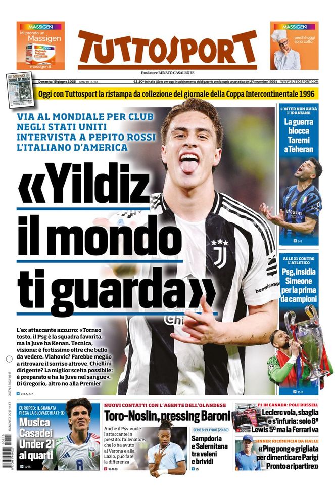 Prima Pagina Tuttosport 15 giugno
