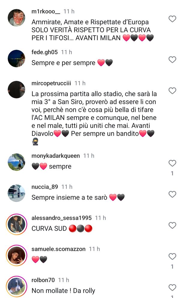 Il comunicato della Curva Sud: centinaia di cuori rossoneri nei commenti- immagine 4