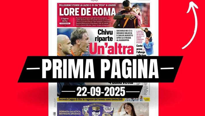 Prima pagina Corriere dello Sport: 'Chivu riparte: un'altra Inter. Sassuolo ko 2-1'