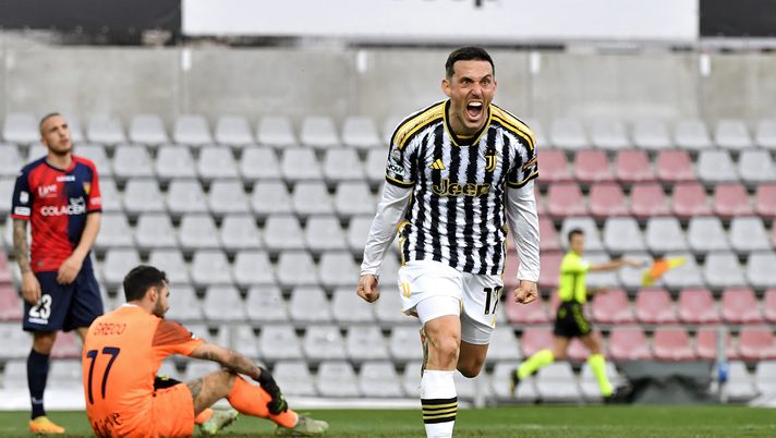ALESSANDRIA, ITALY - MARCH 02: Simone Guerra of Juventus celebrates after scoring a goal during the Serie C match between Juventus Next Gen and Gubbio at Stadio Giuseppe Moccagatta on March 02, 2024 in Alessandria, Italy. (Photo by Filippo Alfero - Juventus FC/Juventus FC via Getty Images) Juventus U23 Ternana