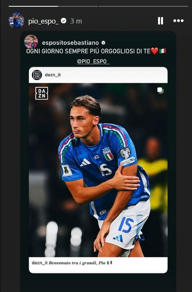 Debutto con l’Italia per Pio Esposito, la sua emozione sui social- immagine 4