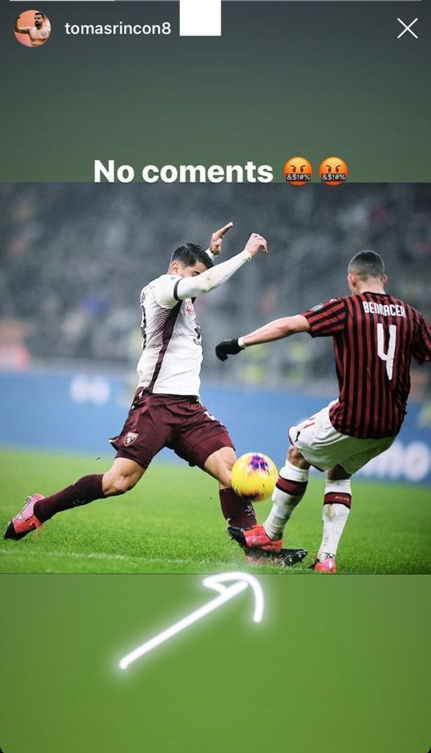 Milan-Torino 1-0: Rincon si sfoga sui social per un rosso mancato a Bennacer- immagine 2