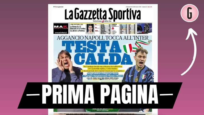 Prima pagina Gazzetta dello Sport: 'Milan e Dea, servono i gol'