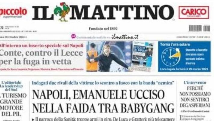 prima pagina il mattino oggi