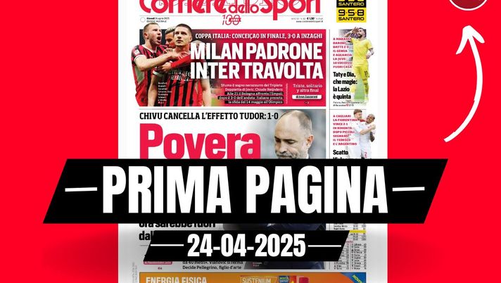 Prima pagina Corriere dello Sport: 'Milan padrone, Inter travolta'