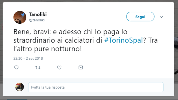 Torino-Spal 1-0, i social tra vittoria e ritardi: “E chi paga gli straordinari notturni?” - immagine 1
