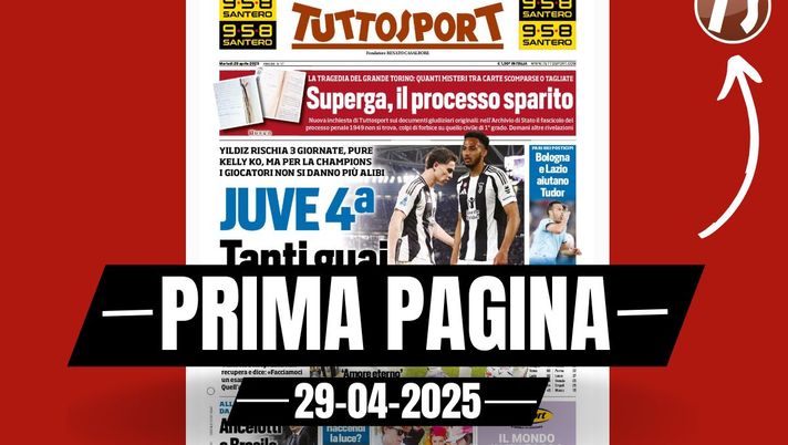 Prima pagina Tuttosport: 'Juventus quarta: tanti guai e zero scuse'