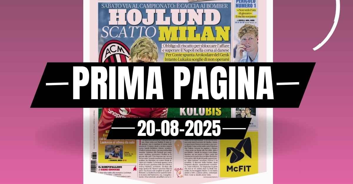 prima pagina gazzetta dello sport hojlund scatto milan