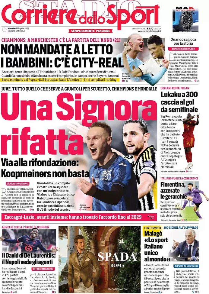 EDICOLA CDS – Lukaku a 300 a caccia del gol da semifinale - immagine 1