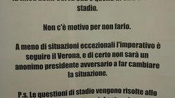CARO-BIGLIETTI COL CHIEVO, IL MESSAGGIO DELLA CURVA SUD: “TUTTI DENTRO!”